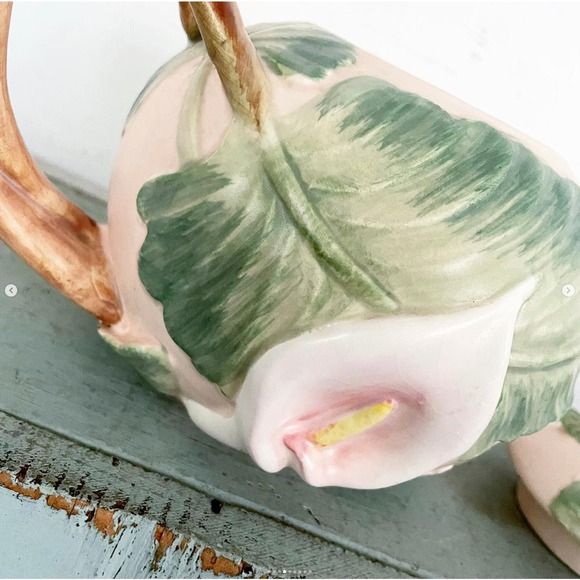 Vintage Teapot Calla Lily Fitz Floyd Emboss Hand-Painted Flower Japan 42oz 1987 - Picture 4 of 9